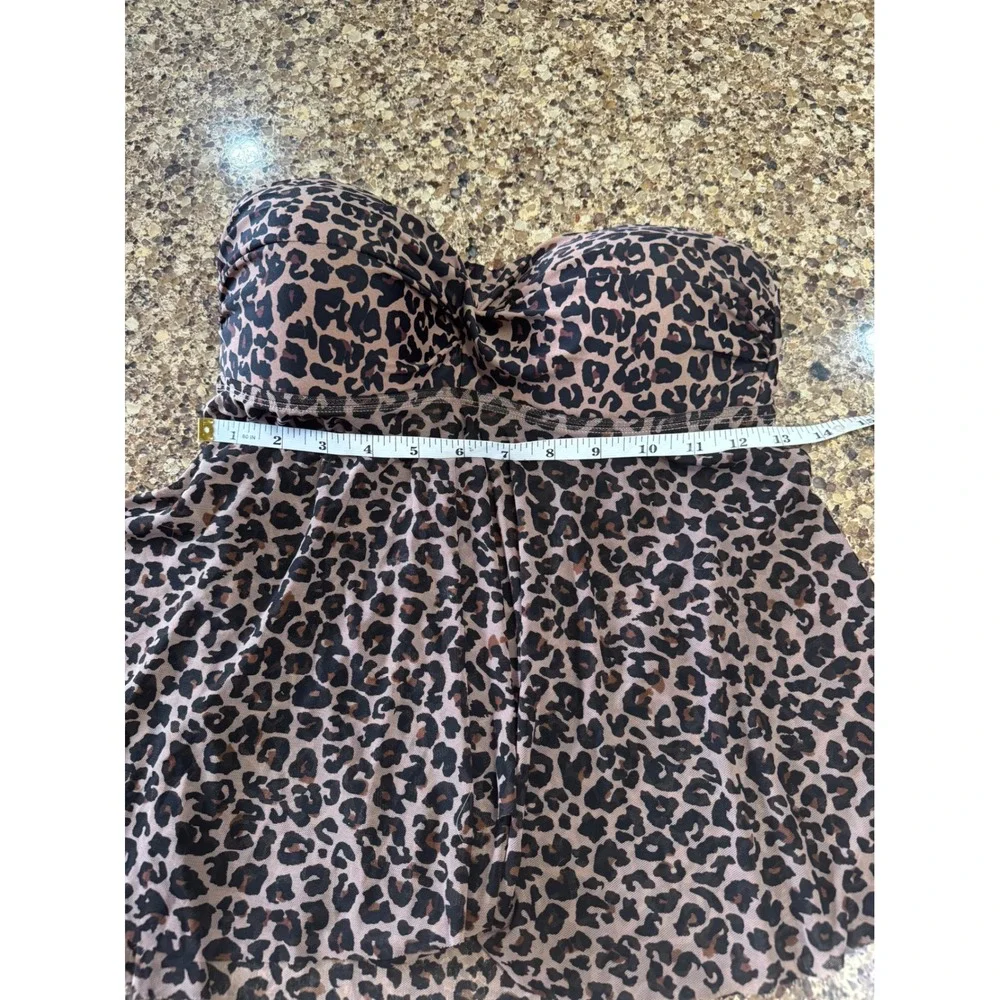 Women's Komar Leopard Print Strapless‎ Swim Top Tunic Cover Up